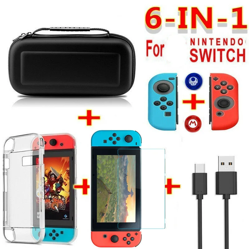Набор игровых аксессуаров 6 в 1 для Nintendo Switch Для lite дорожная сумка защитная крышка
