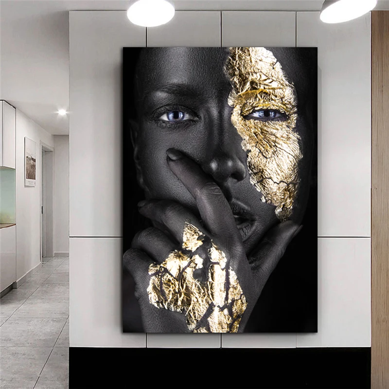 Картина на холсте для женщин черная модная с изображением персонажа настенный