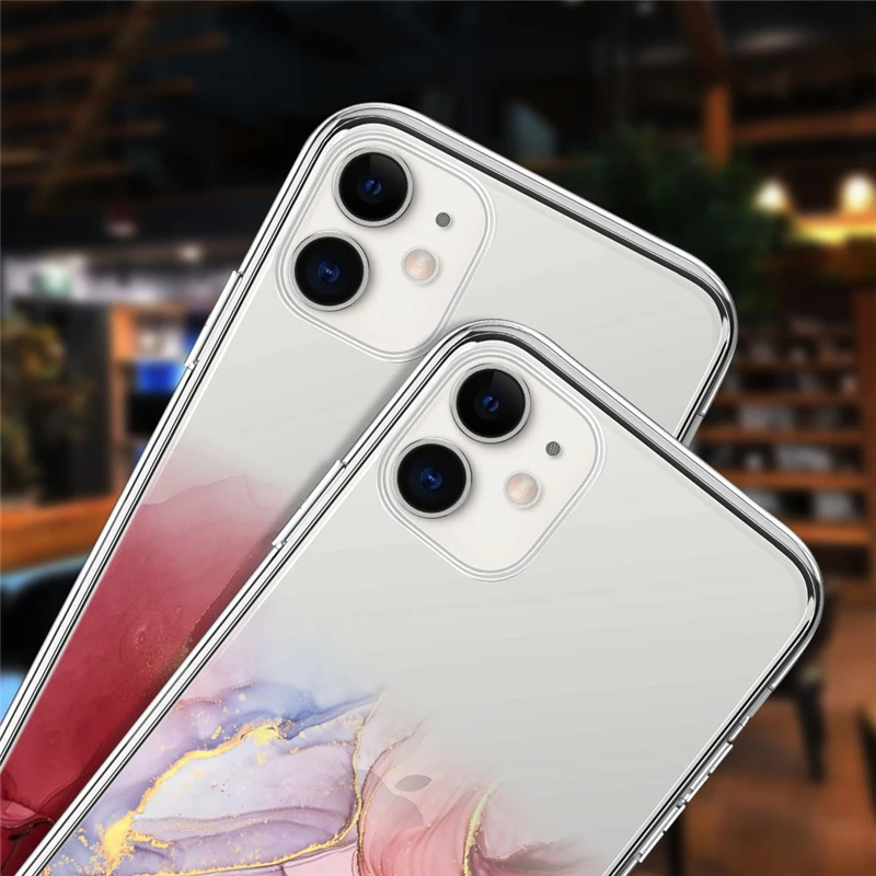 Fashion Marble Transparent Phone Case For iPhone 13 12 11 Pro Max X XR XS Max 7 8 6 6S Plus 12 Mini 5 5S SE 2020 Soft TPU Cover