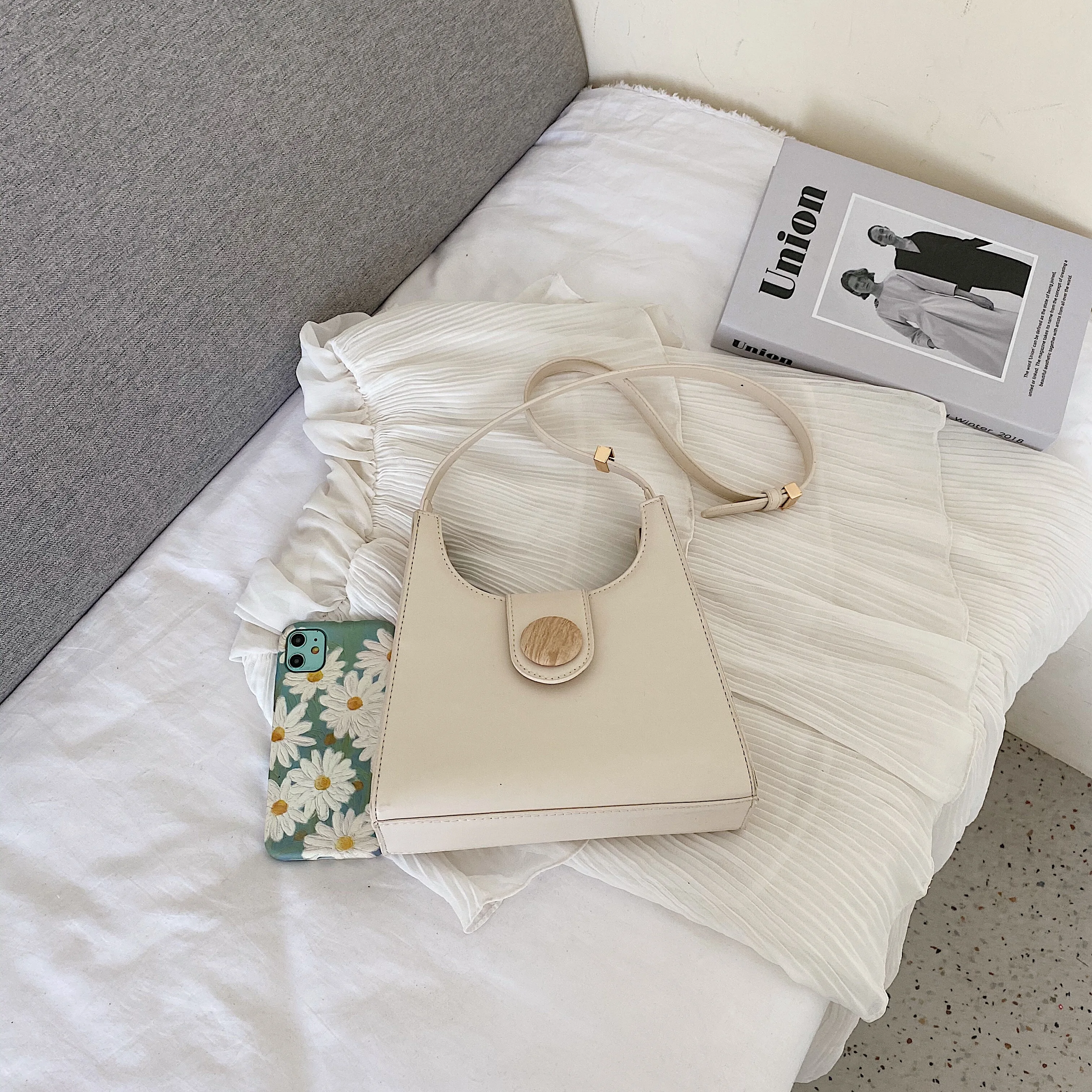 

ATLI Simplicity Design PU Leather Shoulder Bags for Women 2021 Trendy Fashion Simply Solid Color Travel Handbags Clutch