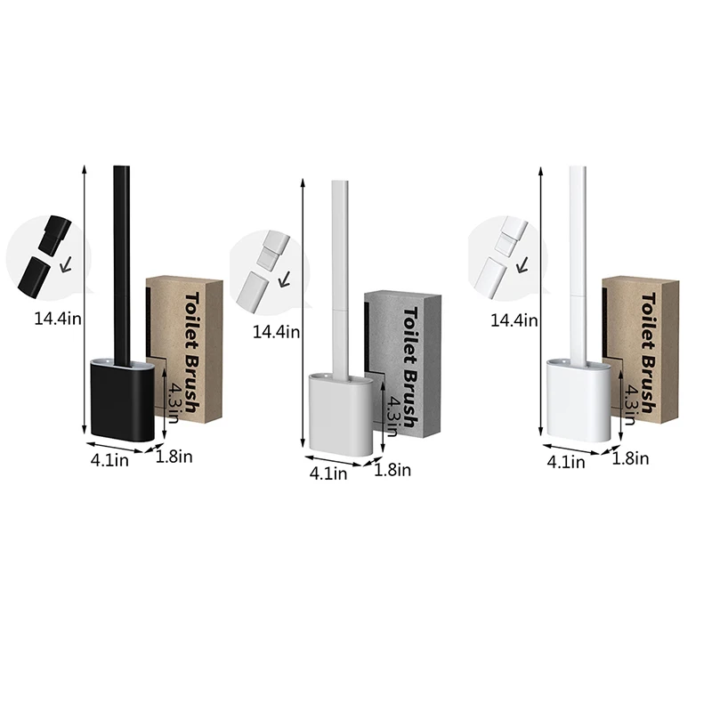 

SiliconeToilet Brush and Holder SetNo-Slip RemovableHandle and BendableBrush