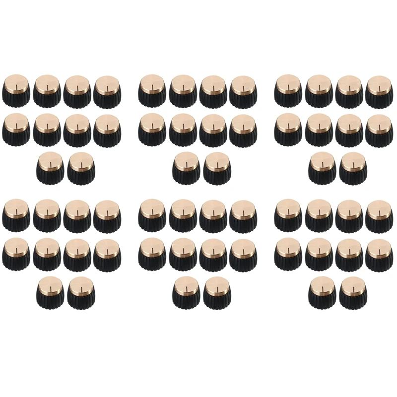 

60X Guitar AMP Amplifier Knobs Push-On Black+Gold Cap for Marshall Amplifier