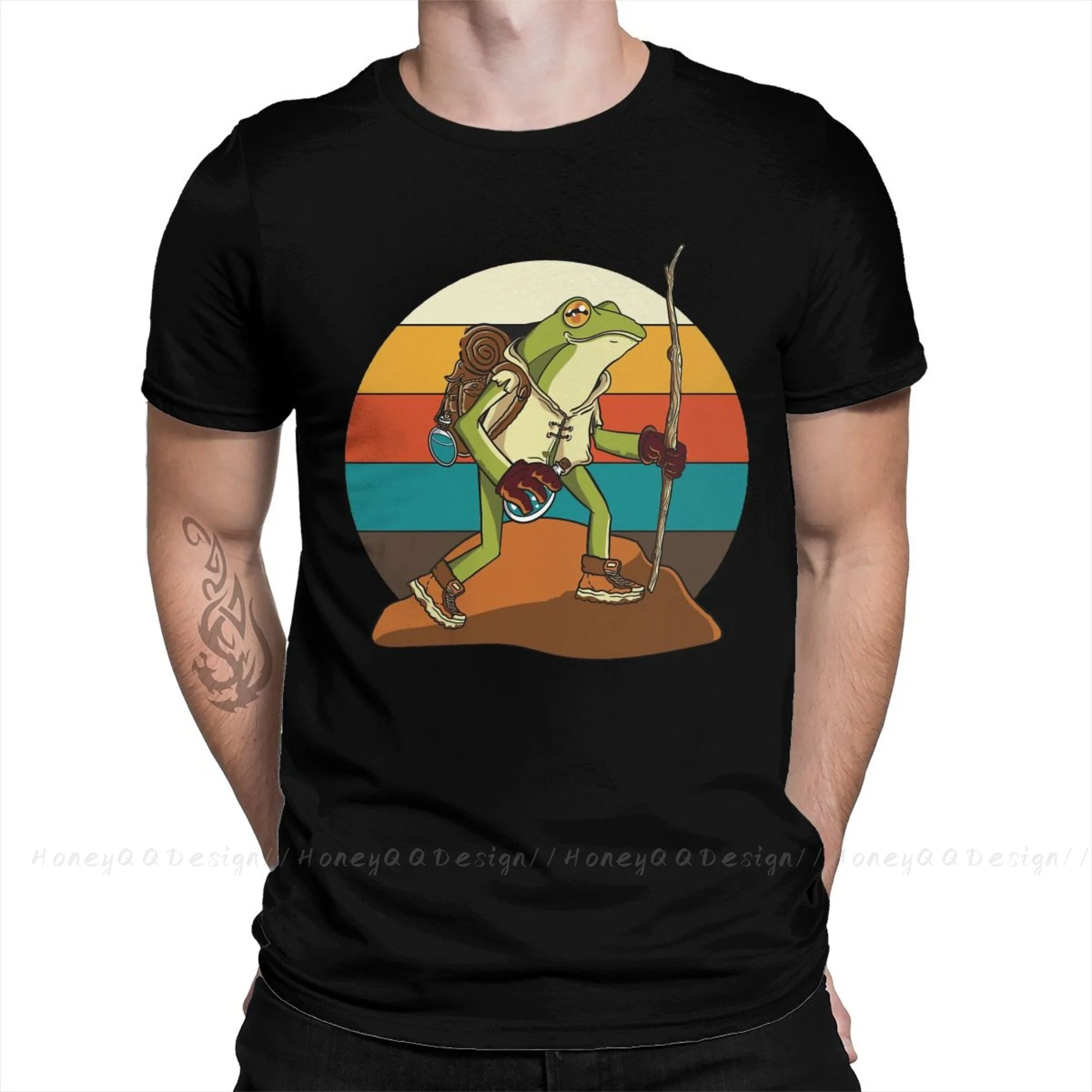 I Exist Without My Consent Frog Hiking-landscape-frog T-Shirt Men 100% Cotton Short Summer Sleeve Casual Plus Size Shirt Adults