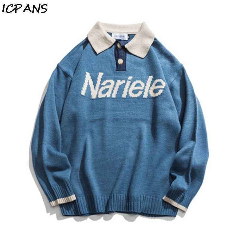

ICPANS осенне-зимний корейский свитер для мужчин и женщин, пара, свободные мужские пуловеры с буквами, свитер Kintting Harajuku Fashion