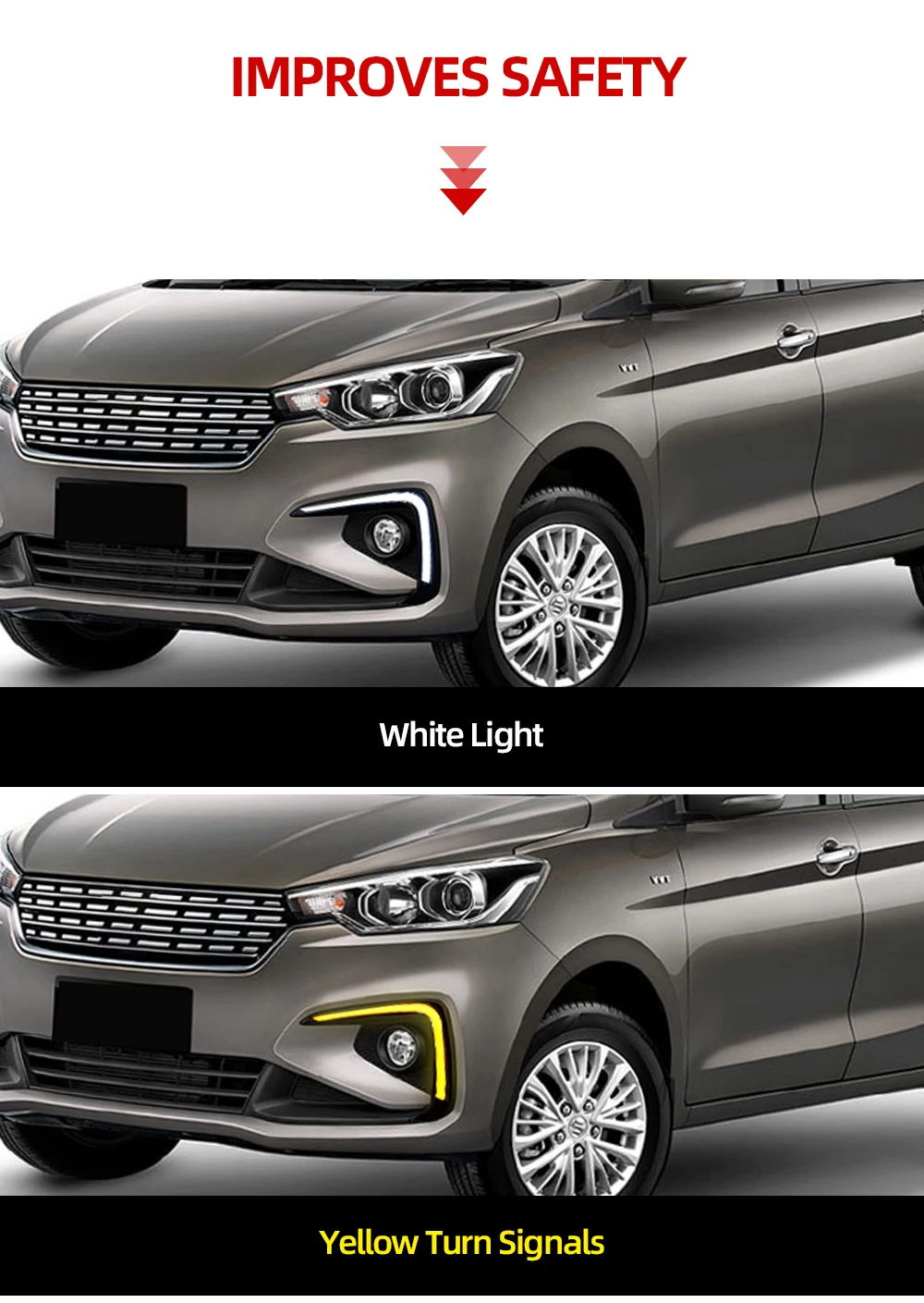 Автомобильный мигающий 2 шт. светодиодный светильник дневного света для Suzuki Ertiga DRL противотуманная фара желтый сигнал поворота