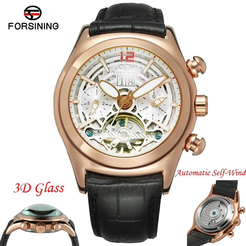 Часы наручные Forsining Legend Tourbillion мужские с ремешком из натуральной кожи брендовые