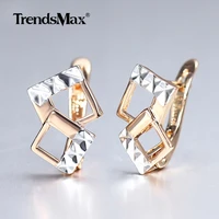 2020 new women chic unusual earrings 585 rose mixed white gold color double squares dangle earrings 2020 hot new arrivals ge292