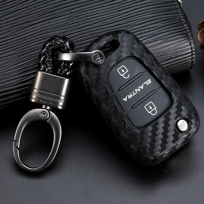Carbon Fiber TPU Key Case Cover keyring For Hyundai I30 IX35 Accent I20 Sonata Kia K2 K5 Sportage L811 Sorento key case |