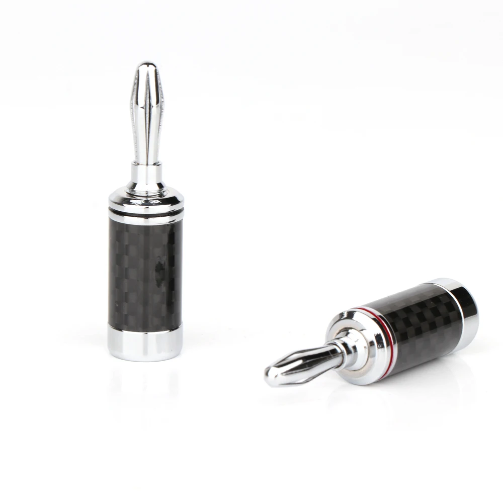 4PCS Rhodium plated Carbon fiber banana plug Speaker Cable Banana Terminal | Электроника