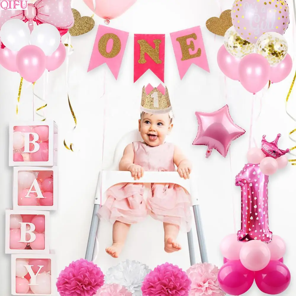Baby Shower декор для маленьких мальчиков 1st на день рождения девочек возрастом 1 во