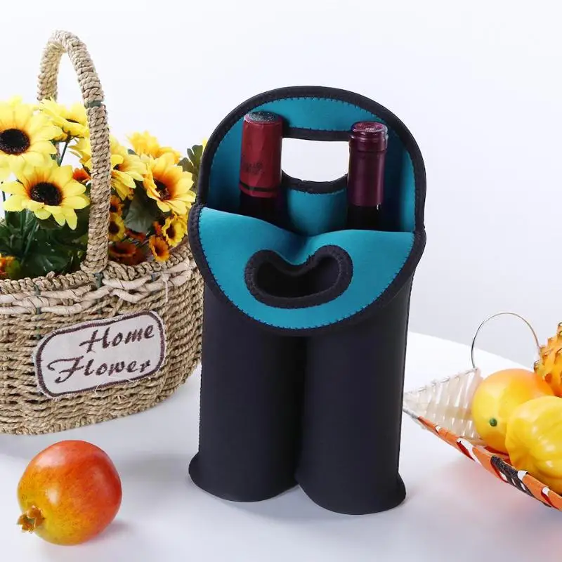 Portable 2 Bottles Neoprene Wine Bottle Freezer Bag Cooler Wine-bottle Protect Insulated Covers Beer Cooling Holder Carrier | Дом и сад
