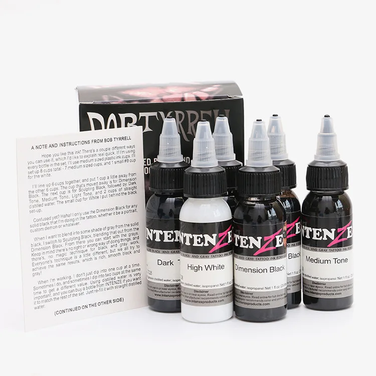 

Top 6 Bottle 1oz Tattoo Ink Pigment Set Kits Body Arts 30ml black Professional Beauty Permanent Makeup Paints Accessories