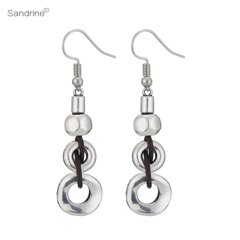 

Лидер продаж 2020, винтажные модные ювелирные изделия Sandrine, Круглые Кожаные серьги ручной работы «сделай сам» для женщин, рождественский пода...