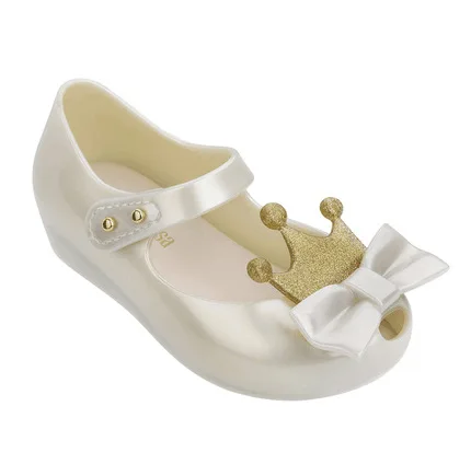 Mini Melissa/Новинка года; прозрачная обувь; детская обувь принцессы с круглым открытым носком и бантом; мягкие и удобные сандалии; обувь на каблуке 14-16,5 см