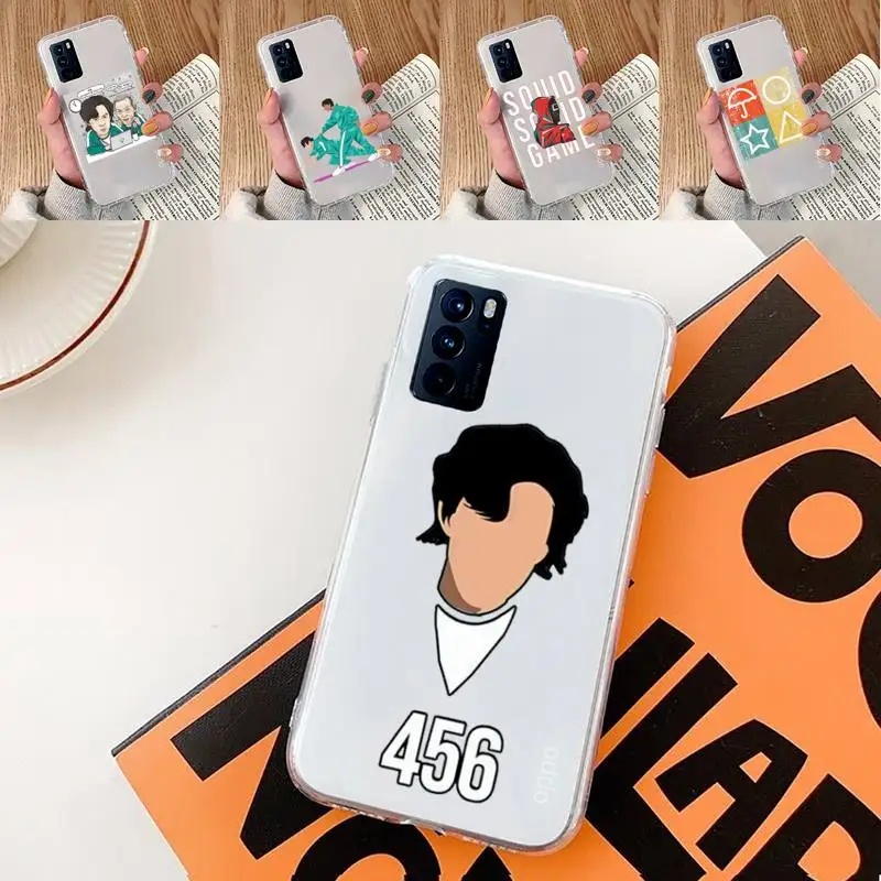 

Squid Game 456 Round Six Phone Case Transparent For oppo A57 A93 A73 A59 A55 A72 A77 A79 A83 A91 A92 A11 F9 A53 A52 S