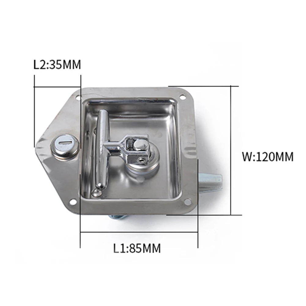 

Durable Folding T Handle Stainless Steel Canopy Trailer Tool Box Lock Flush Mount Accessories Motor Homes Caravan Truck