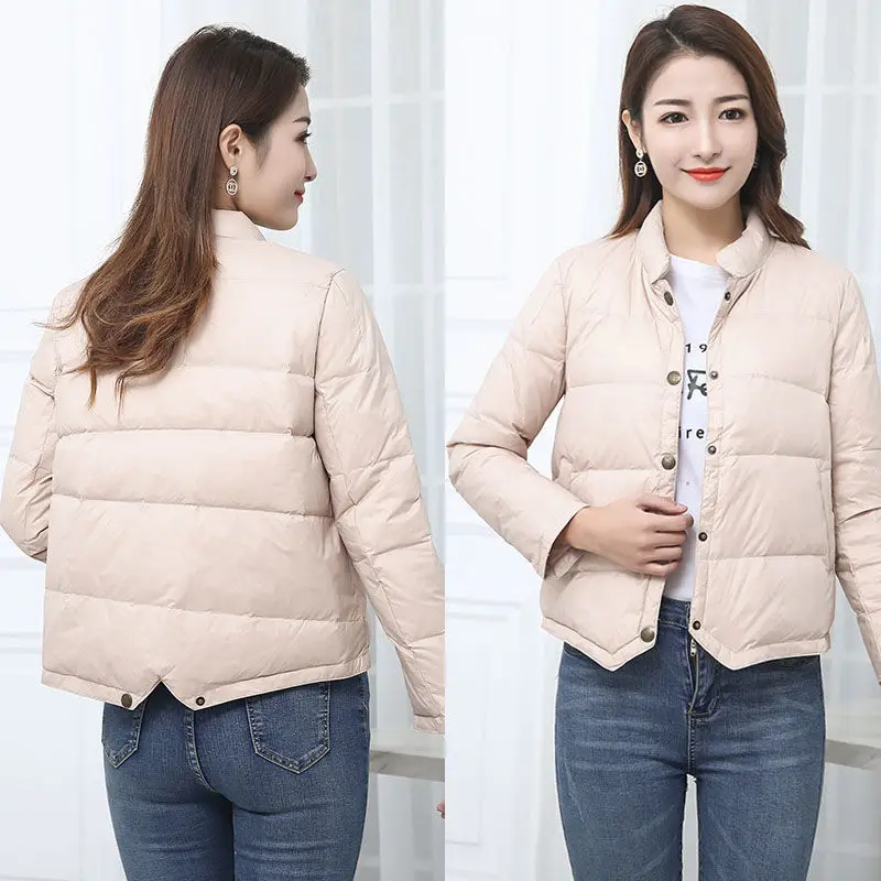 

2021 Spring And Autumn New Lightweight Down Jacket Women Short Stand-Up Collar Fashion Casual Literary Wear Loose