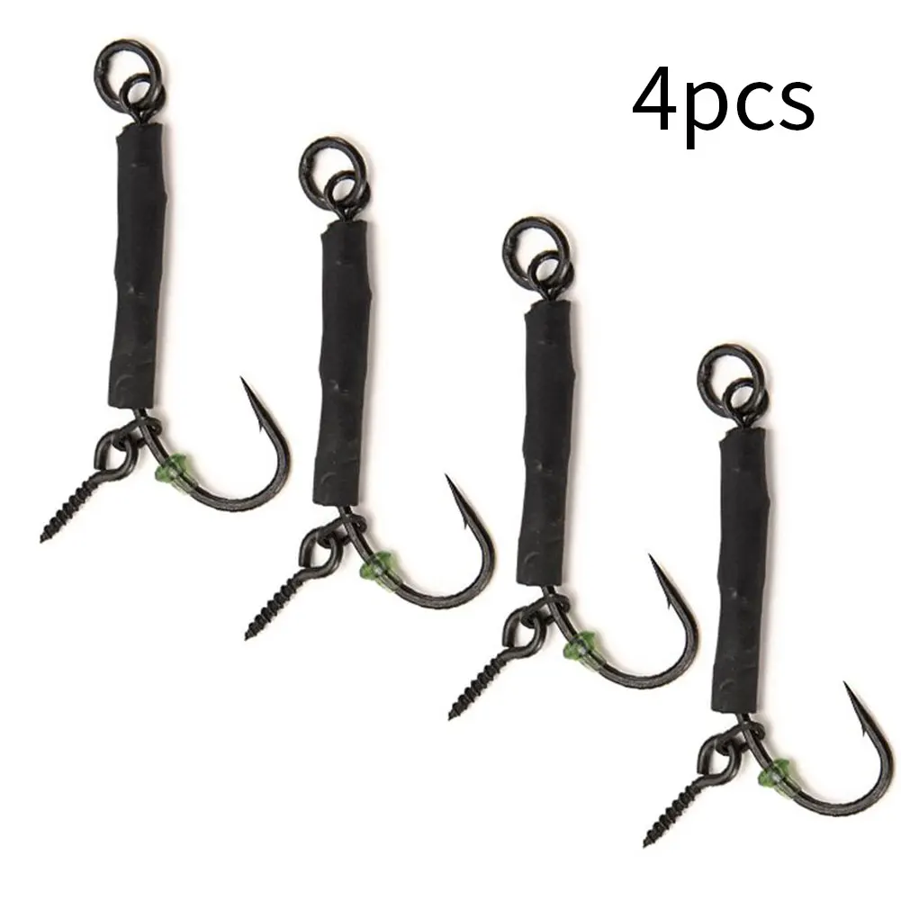

4 Pcs Ronnie Rigs Carp Fishing Hooks Ronnie Rig Hook Carp Fishing Rigs With Teflon Coated Hooks For Freshwater Saltwater Fishing