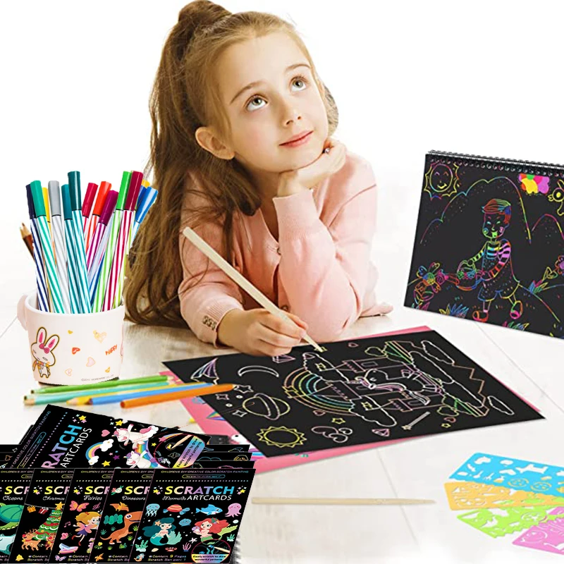 1 Набор сделай сам набор волшебных царапин карта мультяшный единорог динозавр