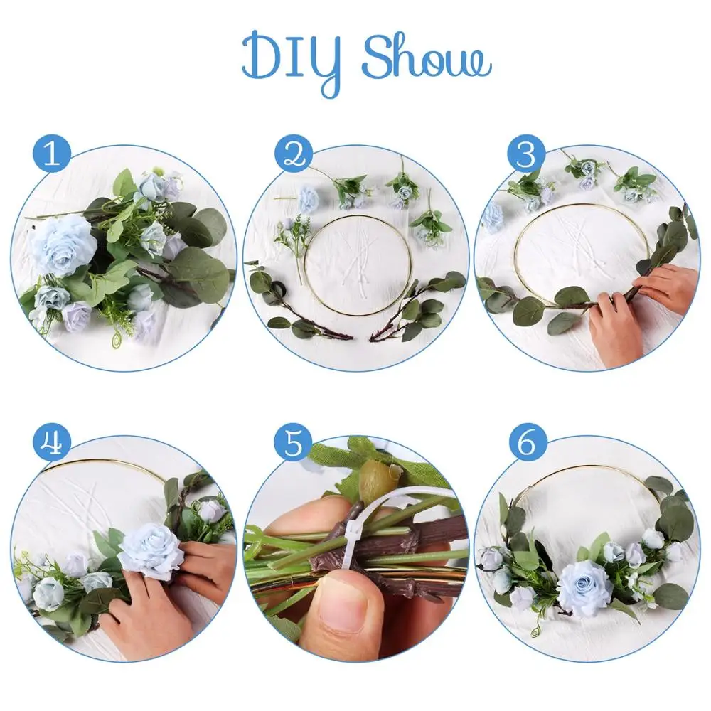 FENGRISE DIY Металлический Венок, гирлянда, украшение для свадьбы, невесты, цветы, Ловец снов, обруч, декор для свадьбы, Свадебный декор