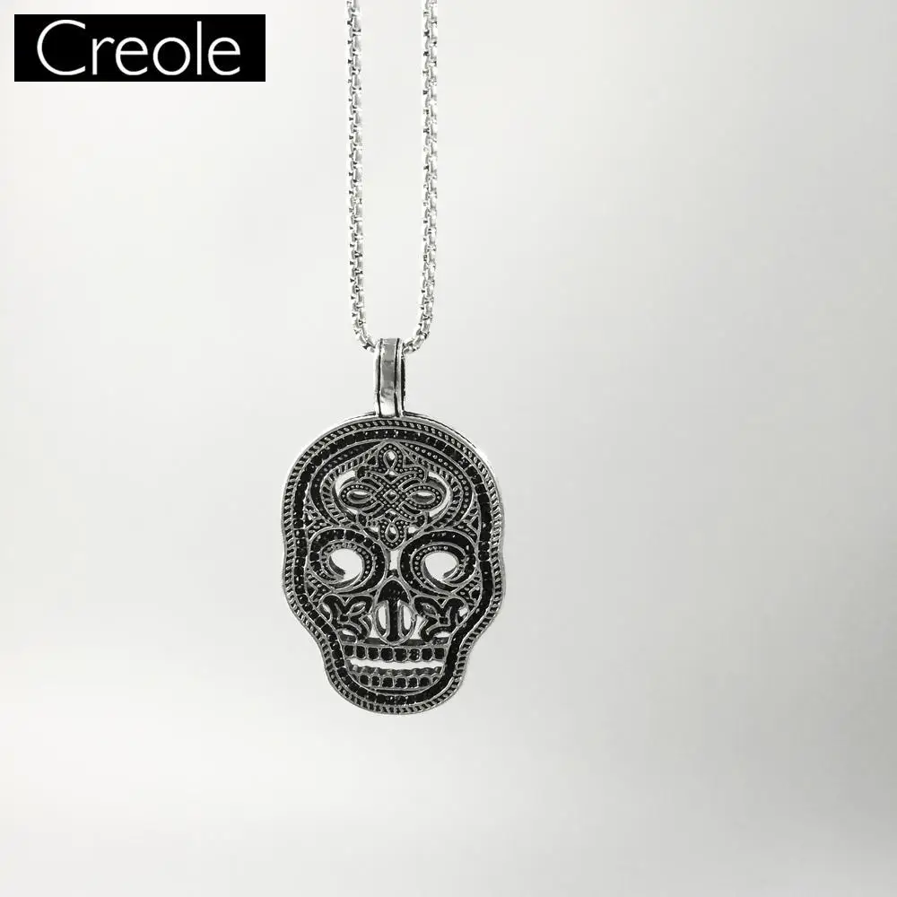 Ожерелье из звеньев цепи с черным черепом маска паве подарок для мужчин и женщин