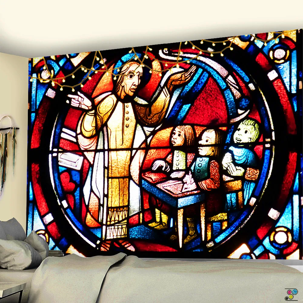 Цветной индийский гобелен с мандалой Настенный декор Христом Иисусом религия