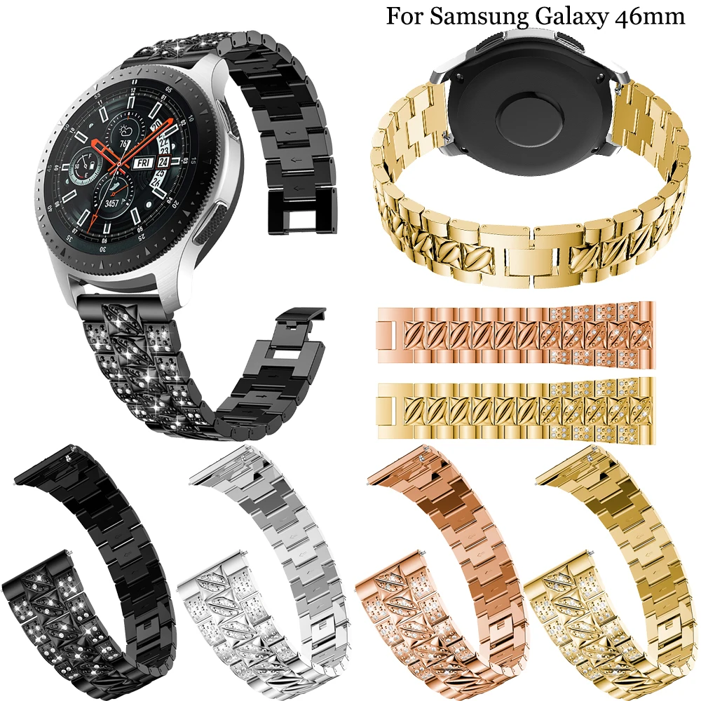 

22mm Stainless steel For Samsung Galaxy Watch 46mm Bling Rhinestone Bracelet For samsung galaxy s3 frontier/Classic Watch strap