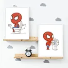 Постер с изображением героев фильма Марвел, Человек-паук, Картина на холсте для ванной, забавная Настенная картина, украшение для дома
