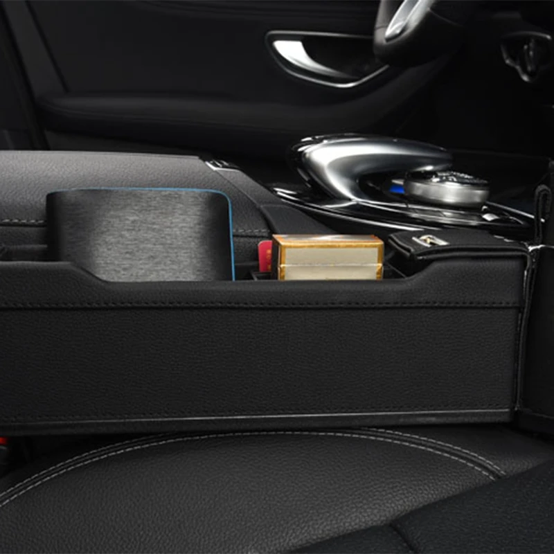 

with USB Car Seat Side Organizer Pocket Between Seats Car Seat space Filler Storage Coin Collector Bottle Holder