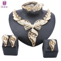 nigeria dubai gold jewelry sets for women crystal necklace ring african italian bridal wedding collares accessories jewelry sets