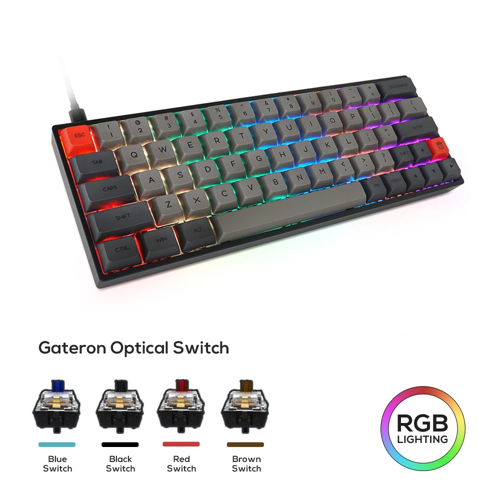 SK64 SKYLOONG Mechanical Keyboard Gateron Optical Switch RGB Backlit 64 Keys Russian Gaming Waterproof for PC Laptop Gamer GK61