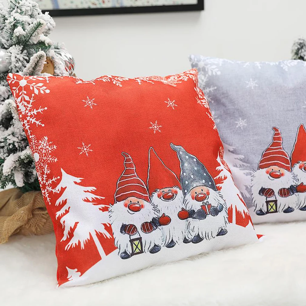 

Christmas Pillow Covers Cute Gnome Nordic Tomte Print Throw Cushion Covers for Sofa Couch Bed