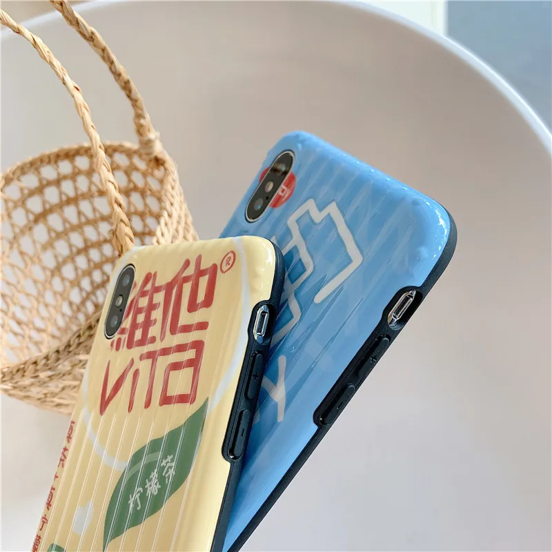 Чехол для телефона из ТПУ для iphone XR X Xs max чехол для iphone 7 8 6 6s plus, однотонный чехол для багажника, чай с лимоном, соевый молочный напиток, IMD, чехол