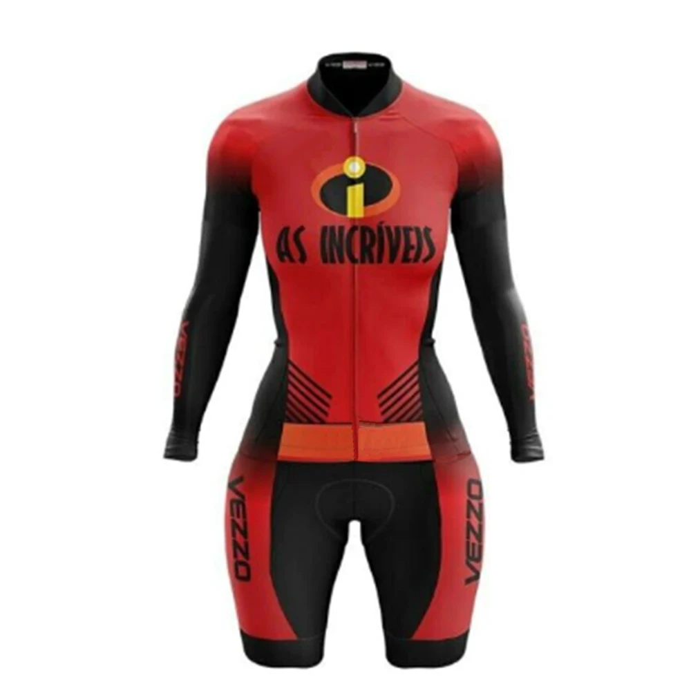 

VEZZO Cycling Monkey Women's Clothing With Free Shipping Long Sleeve Leotard Jumpsuit Red Gel Shorts Summer