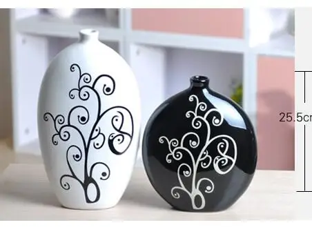 [baby material]: Ceramic Vase black white 1pair 2PC art craft Ceramics modern fashion Figures Lovely Fine Gift crafts decoration