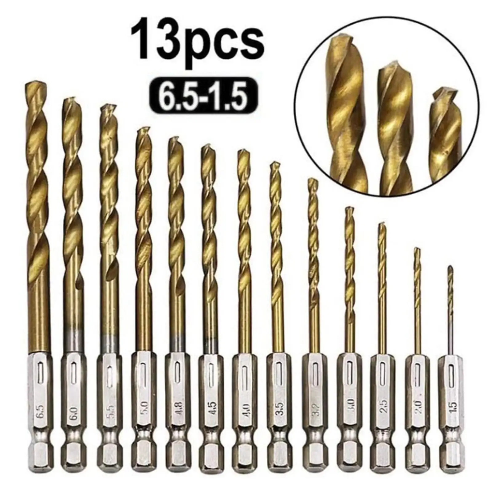 13 шт./компл. высокоскоростные стальные сверла с шестигранным хвостовиком для