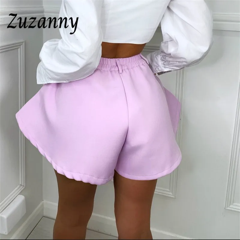 

Zuzanny High Waist Flared Shorts With Pockets Women Summer Wide Leg Short Pants Khaki Solid Loose Casual Short Femme