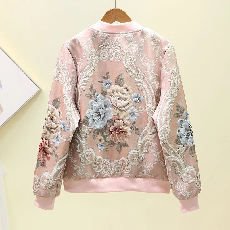 Autumn Winter Hot Sale Fashion Runway Designer Outwear Women Elegant Floral Embroidery Hollow Out Luxury Coat Short Jacket