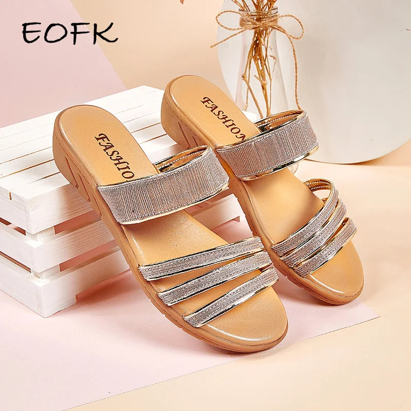 Сланцы EOFK женские на плоской подошве повседневные туфли из искусственной кожи