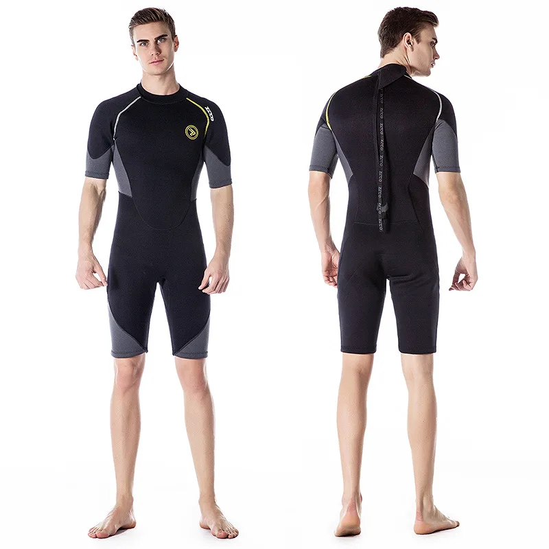 

1.5mm Men's One-piece Short Sleeve Diving Suit Sun-resistant Warm Surfing Deep Diving Wetsuit Scuba Snorkeling Suit Swimsuit