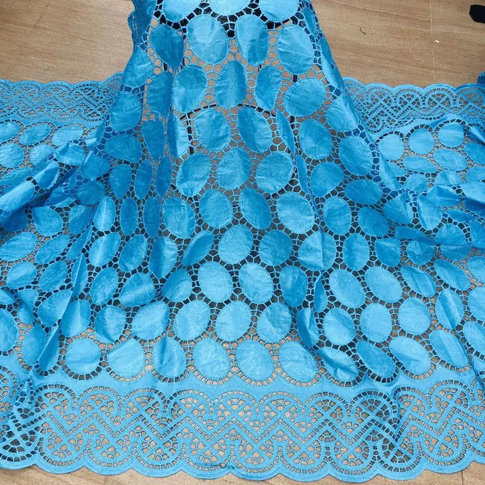 

5yards tissu african dry lace fabric bazin riche 2020 high quality jacquard guinea brocade fabric with lace