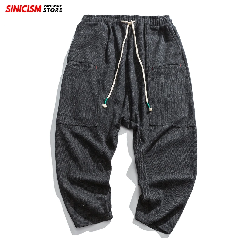Sinicism Store, осенние свободные штаны-шаровары для бега, мужские повседневные плотные штаны,, зимние теплые хлопковые штаны для мужчин