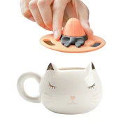cat mug with lid creative cute kitten breakfast cup animal shaped cat cup mug coffee tea milk animal cups gift