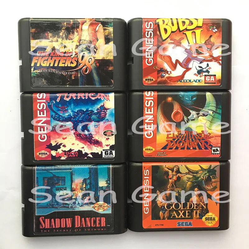 16 бит SEGA MD Game Fighter ters98/Bubsy II/Mega Turrican/устранение/танцовщица теней/Golden Axe II Card для Sega