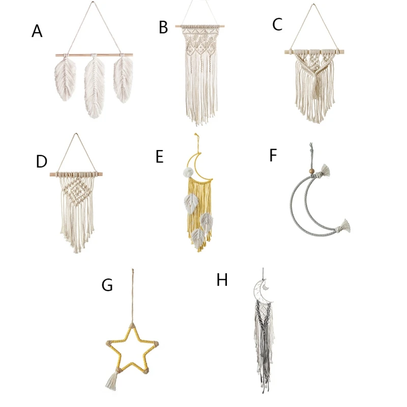 

Handmade Woven Macrame Wall Hanging Tapestry Wedding Wall Decoration Bohemian Home Crafts Ornaments Kids Girls Room Decor Gifts