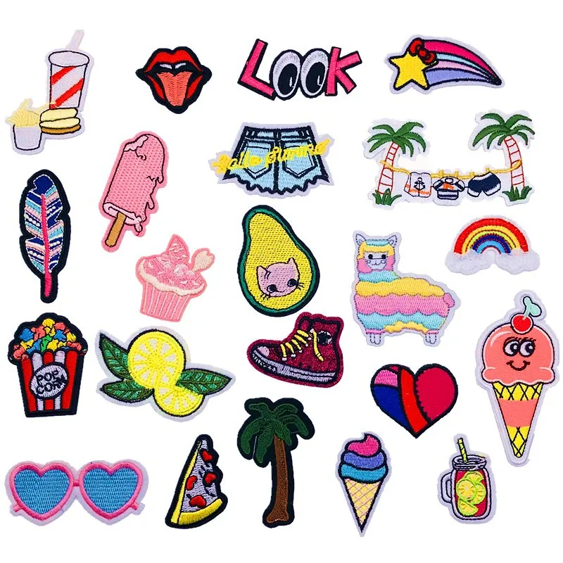 

New Fruit Drink Patch Cloth Sticker DIY Clothing Decorative Sticker Embroidery Patch Hole Covering Iron on Patch for Clothes