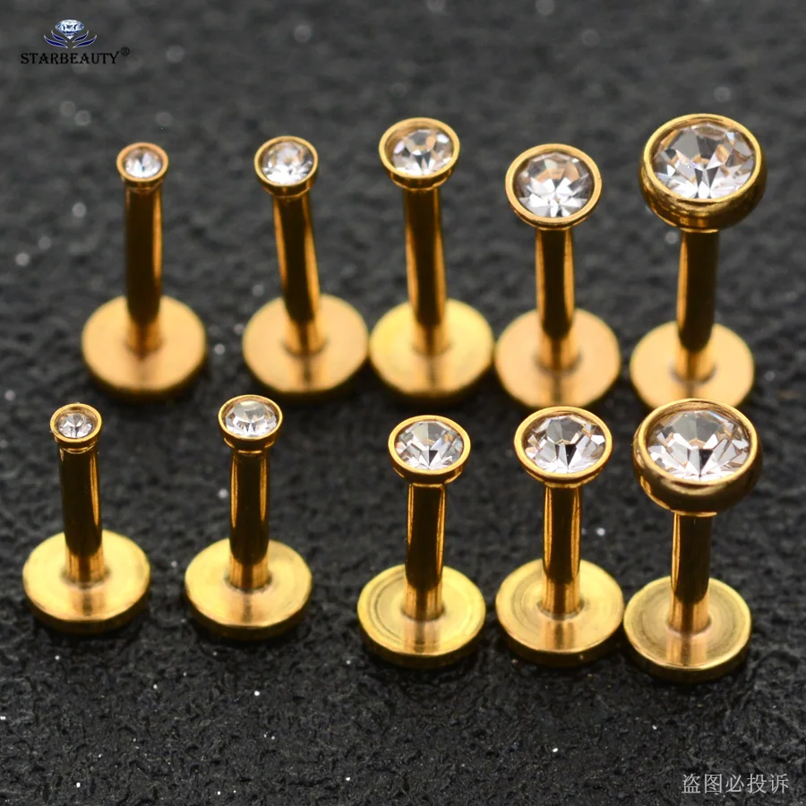 5 шт. 1,2x6/8 мм Ясно Gem круглая серьга для губы ноздрей, пирсинг Спираль пирсинг ореха Козелок Уха Пронзительный нос серьга для пирсинга ювелирные изделия
