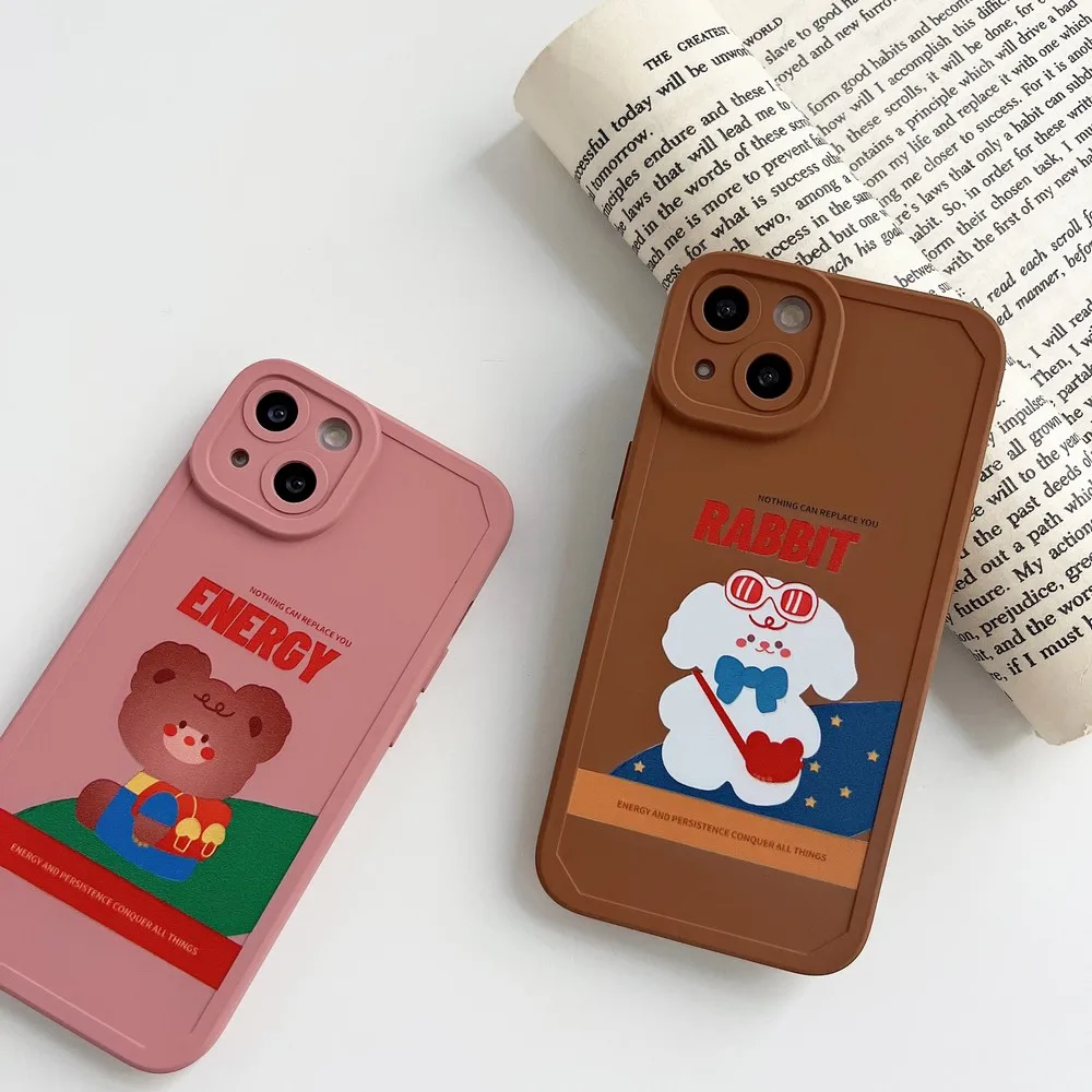 

Backpack Bear Rabbit Pattern Case For iphone 11ProMax 11 12Pro 12 13ProMax 13Pro 13 XS X XR XSMAX 7 8 Plus Soft Shell