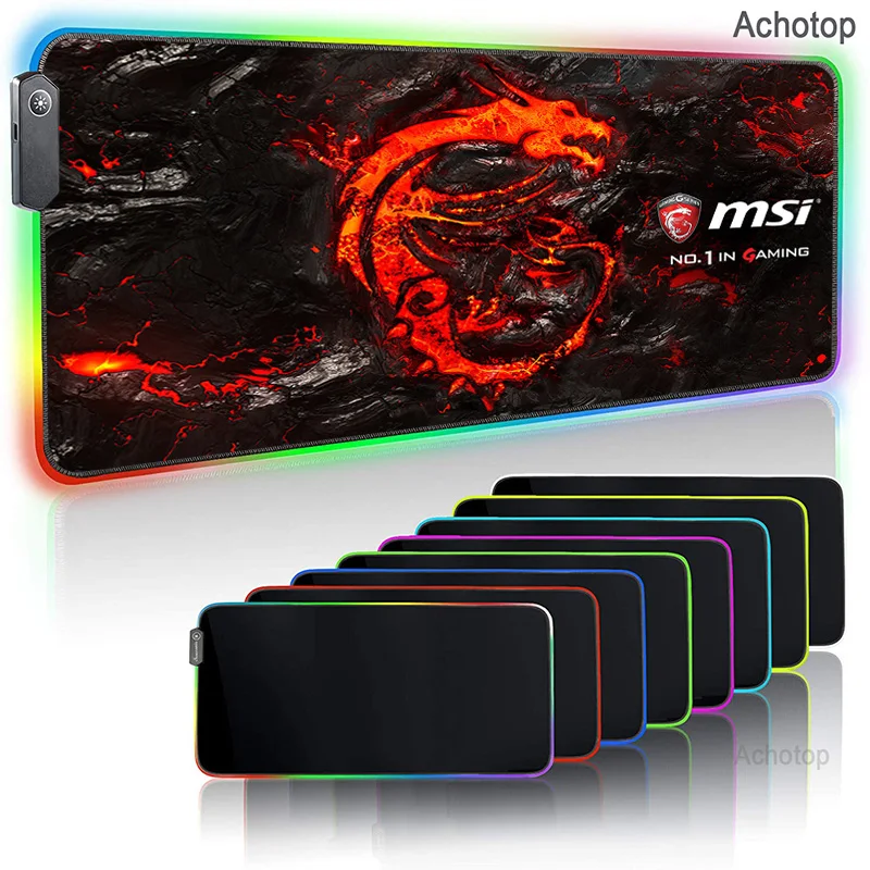 

MSI RGB Mouse Pad xxl Gaming Mousepad Dragon LED Large Mause Pad Gamer XL Mouse Carpet Big Mause Pad PC Play Mat with Backlit
