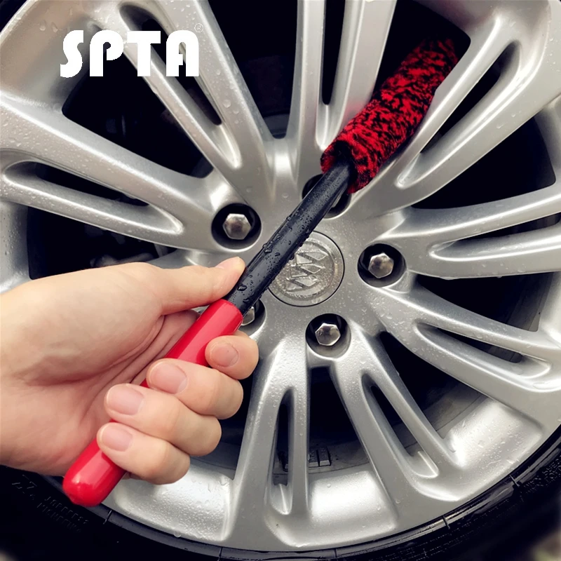 SPTA Авто ступица колеса автомобиля Чистящая Щетка гибкая 3 шт. длинная ручка Премиум Шерсть щетки для чистки обода мягкое волокно Чистка шин автомобиля щетка